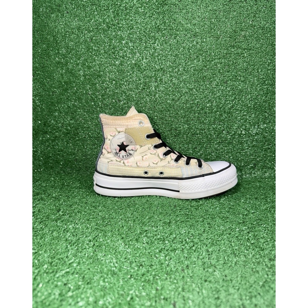 Converse Womens 7 CT All Star Platform Floral Patchwork Casual Shoes Sneakers